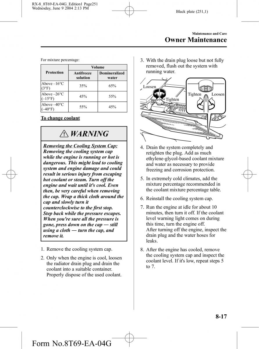 Mazda RX 8 owners manual / page 251