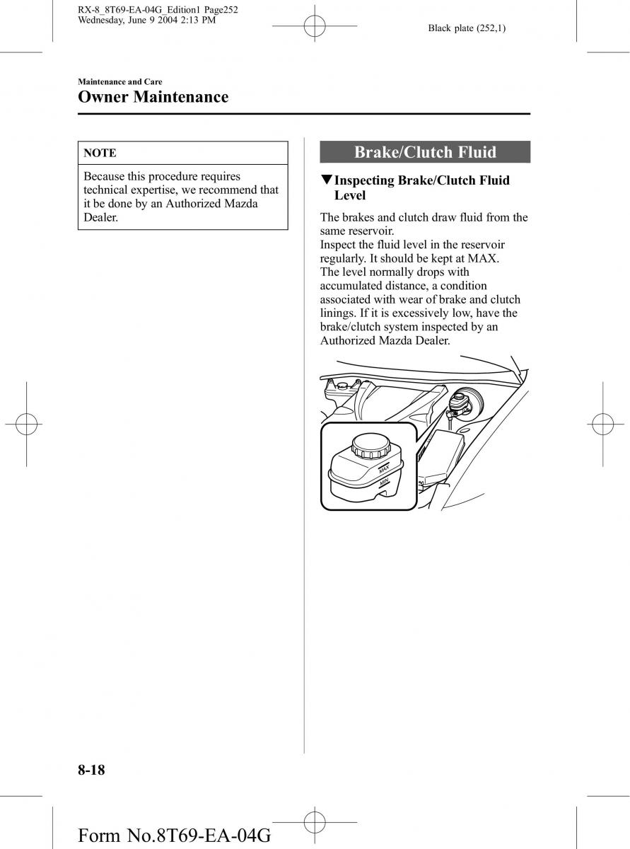 Mazda RX 8 owners manual / page 252