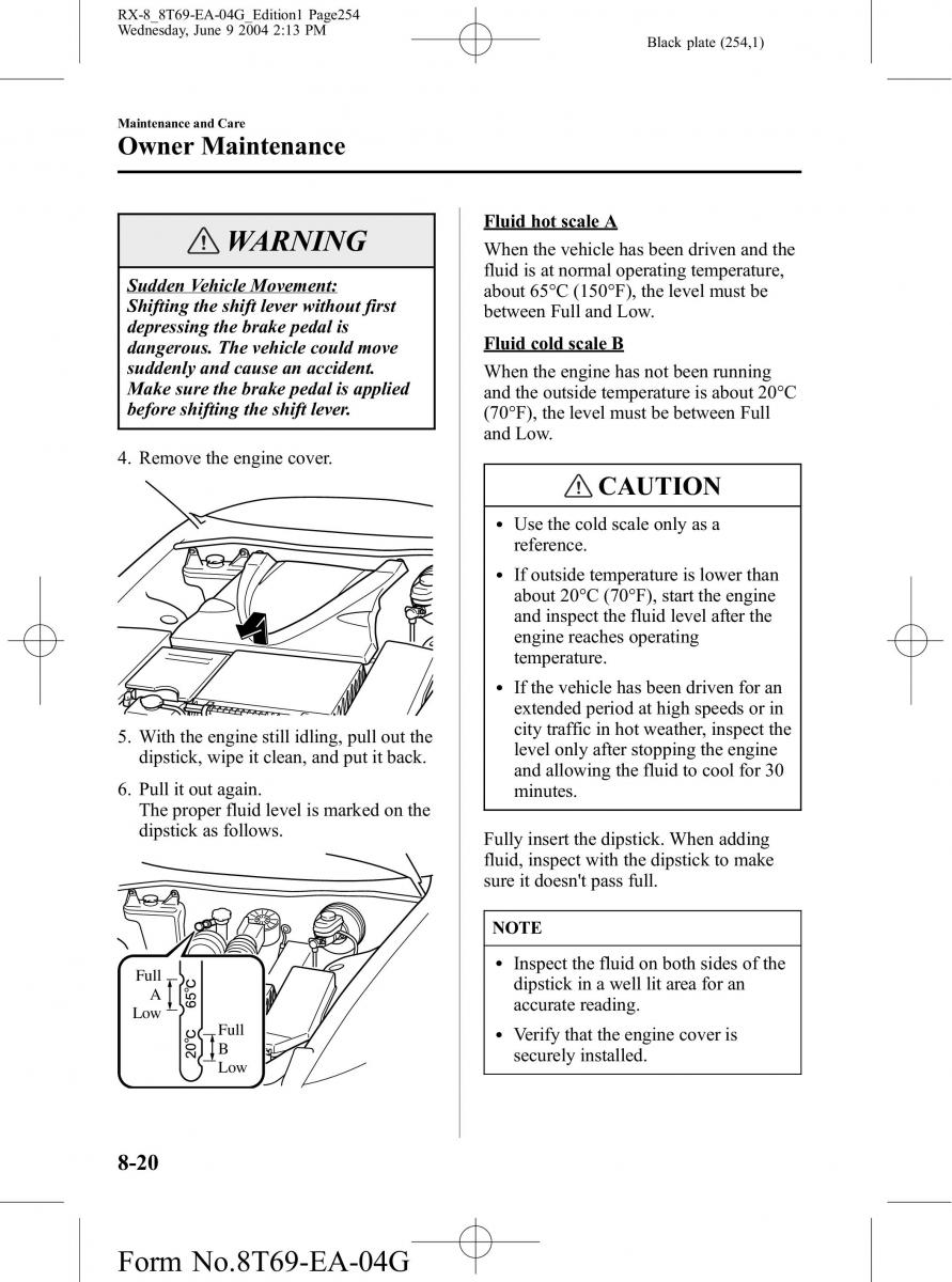 Mazda RX 8 owners manual / page 254