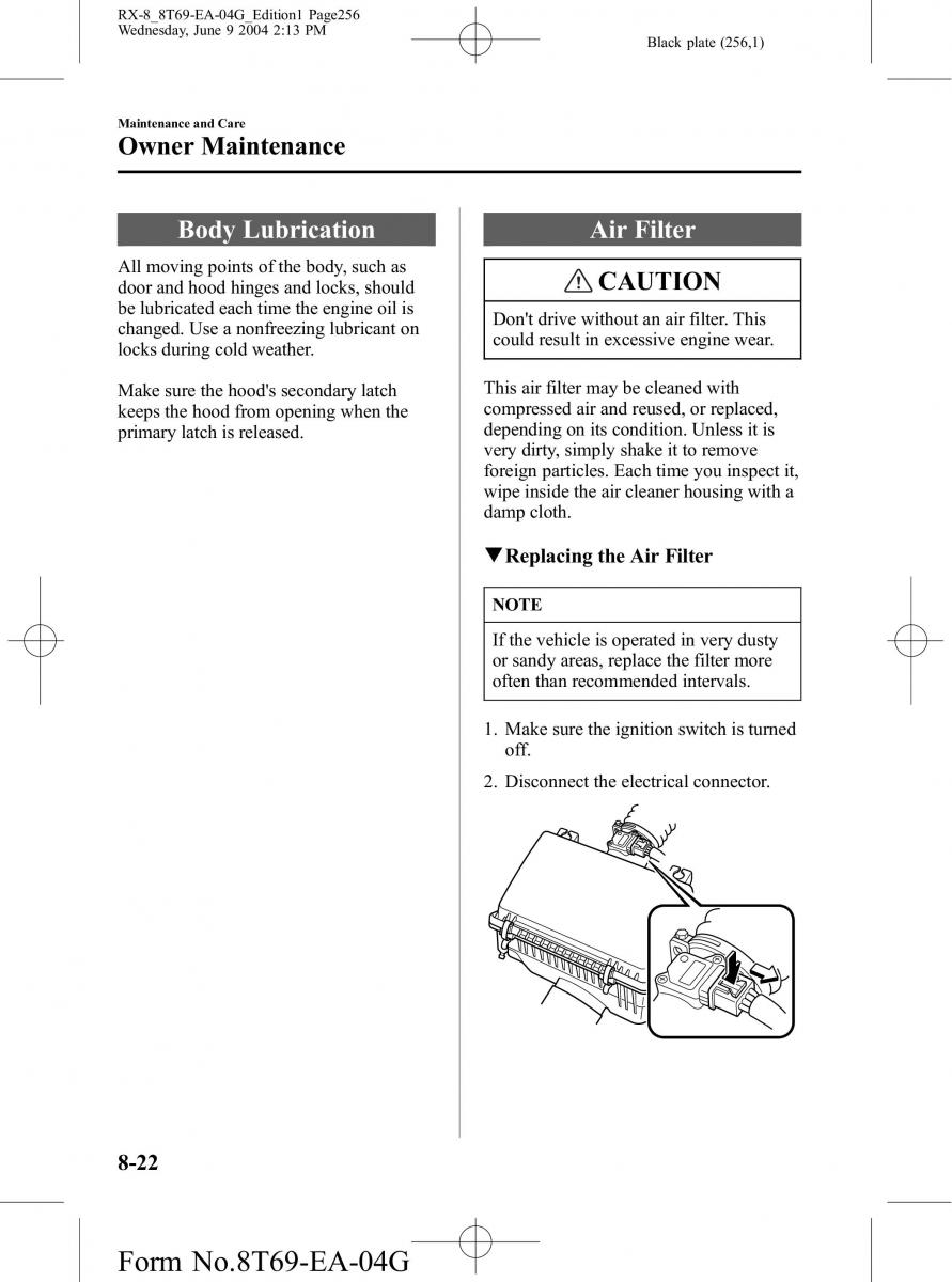 Mazda RX 8 owners manual / page 256