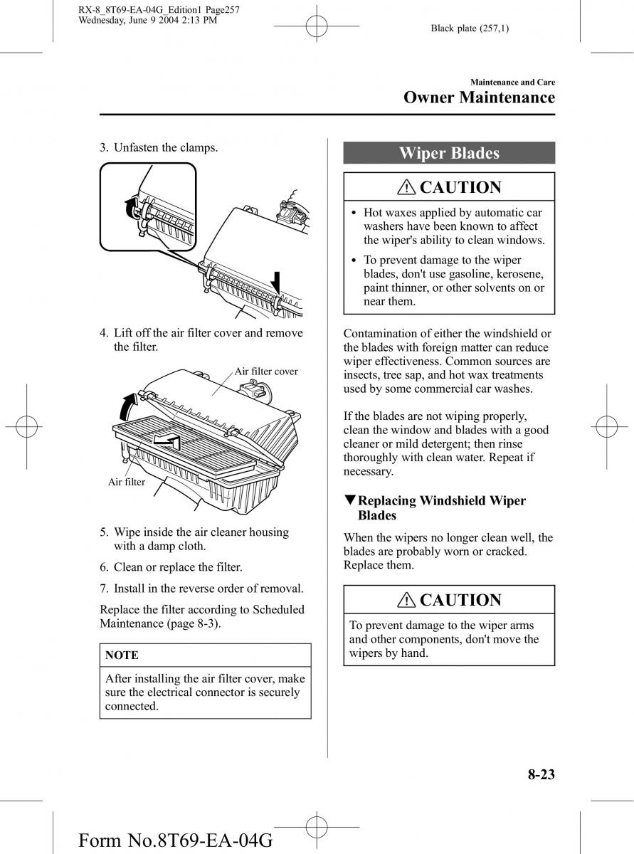 Mazda RX 8 owners manual / page 257