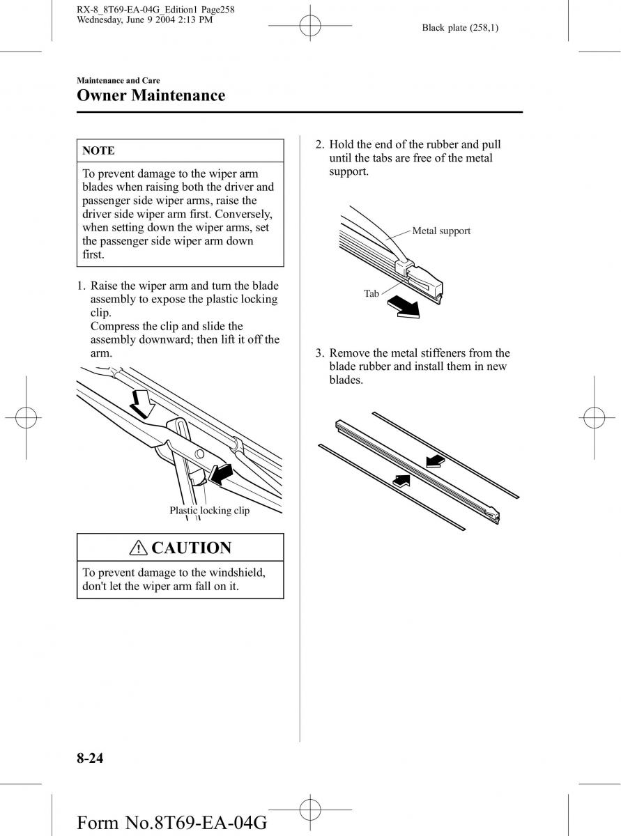 Mazda RX 8 owners manual / page 258