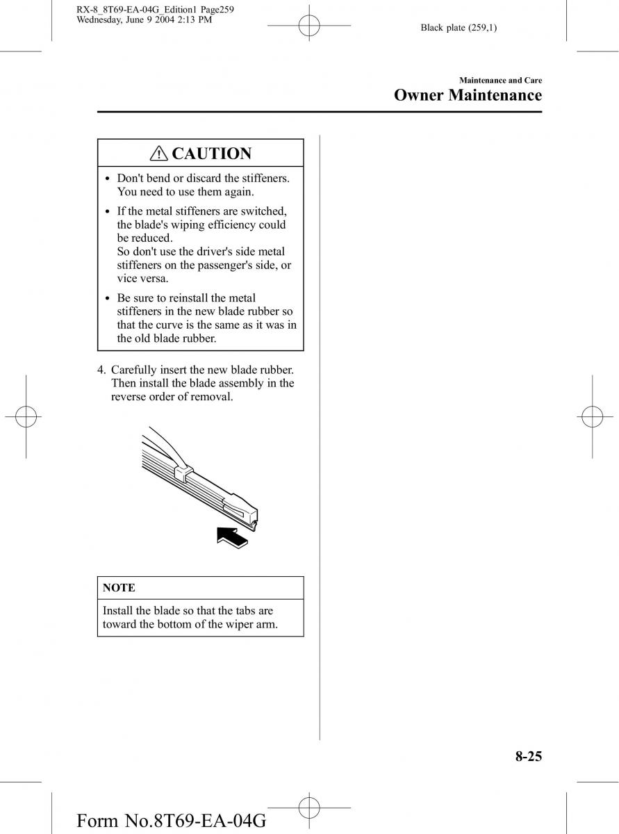 Mazda RX 8 owners manual / page 259