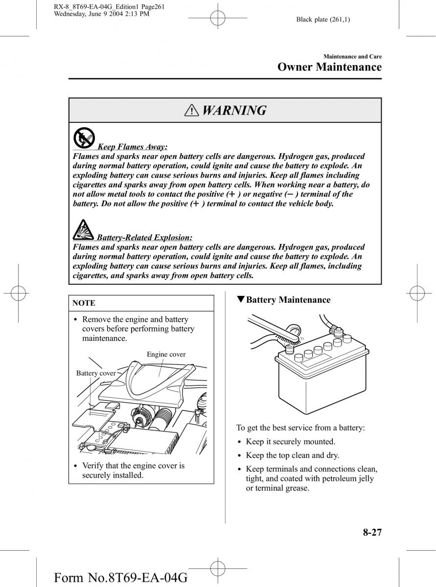 Mazda RX 8 owners manual / page 261