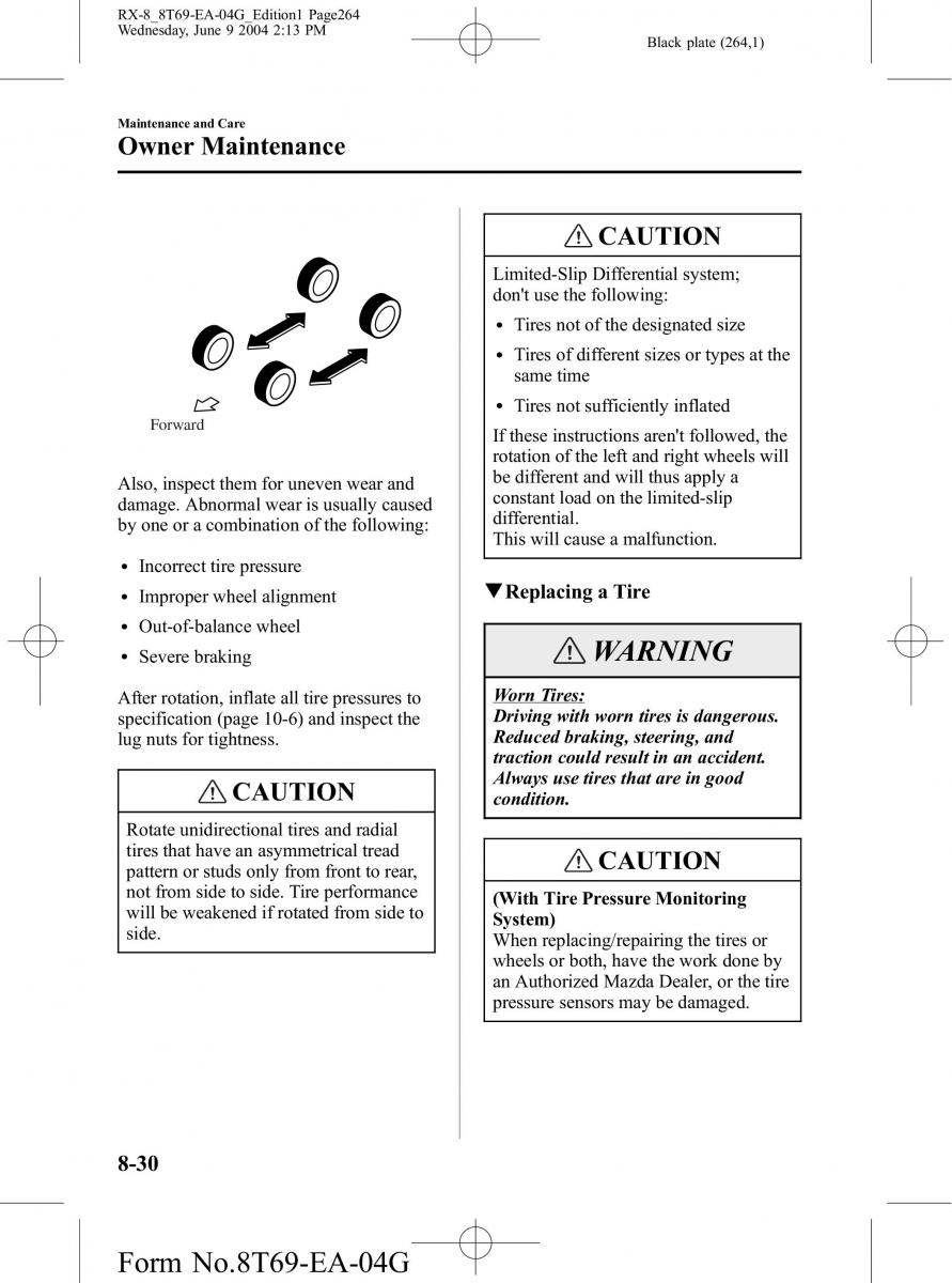 Mazda RX 8 owners manual / page 264