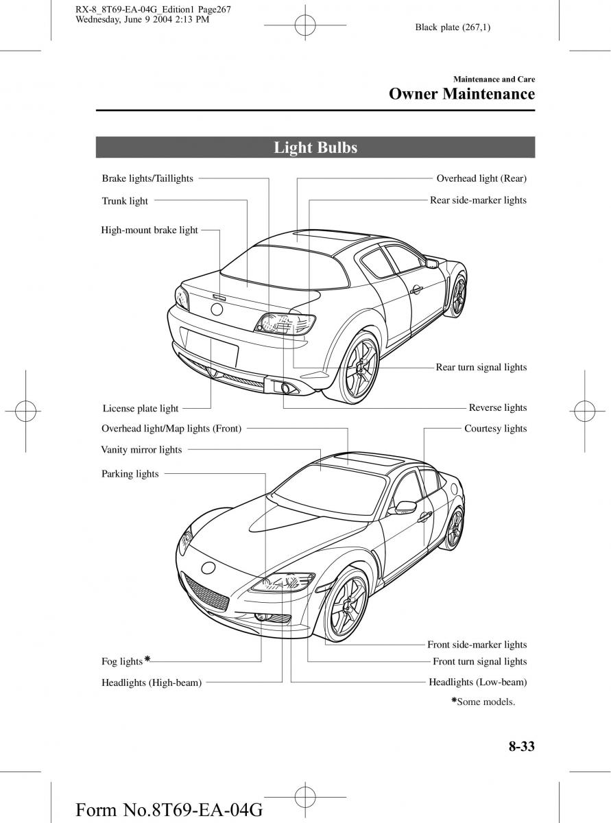 Mazda RX 8 owners manual / page 267