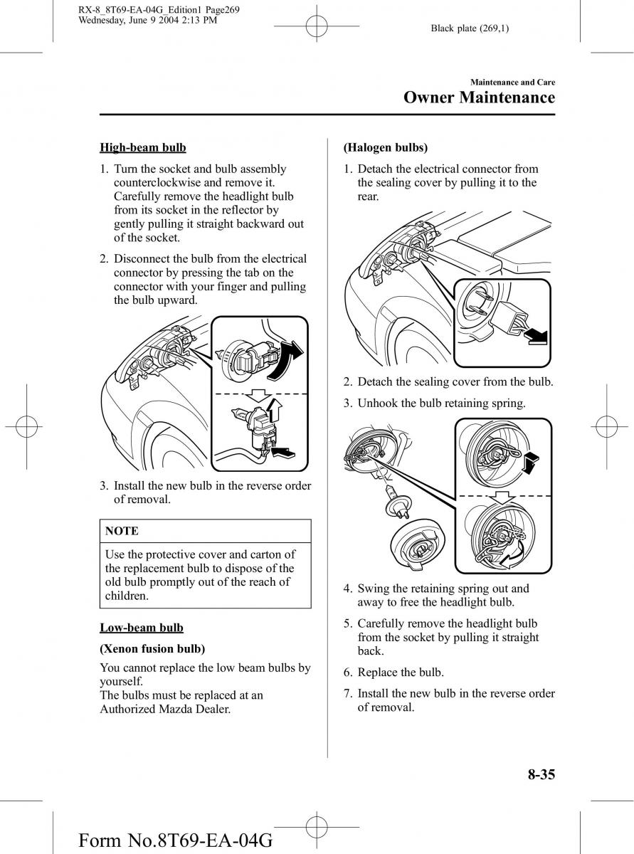 Mazda RX 8 owners manual / page 269