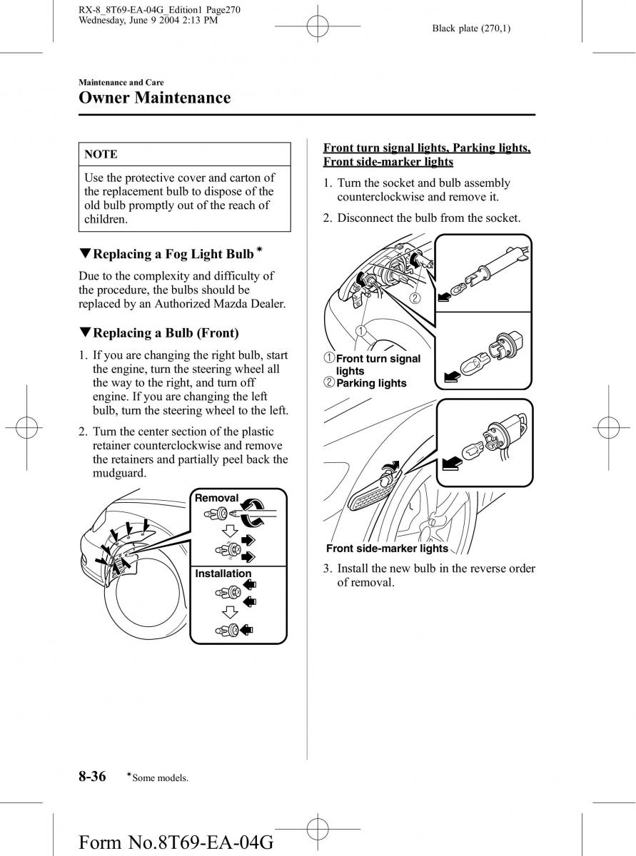 Mazda RX 8 owners manual / page 270