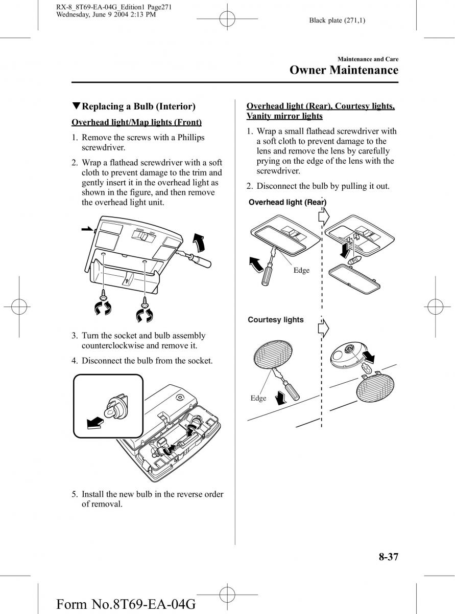 Mazda RX 8 owners manual / page 271