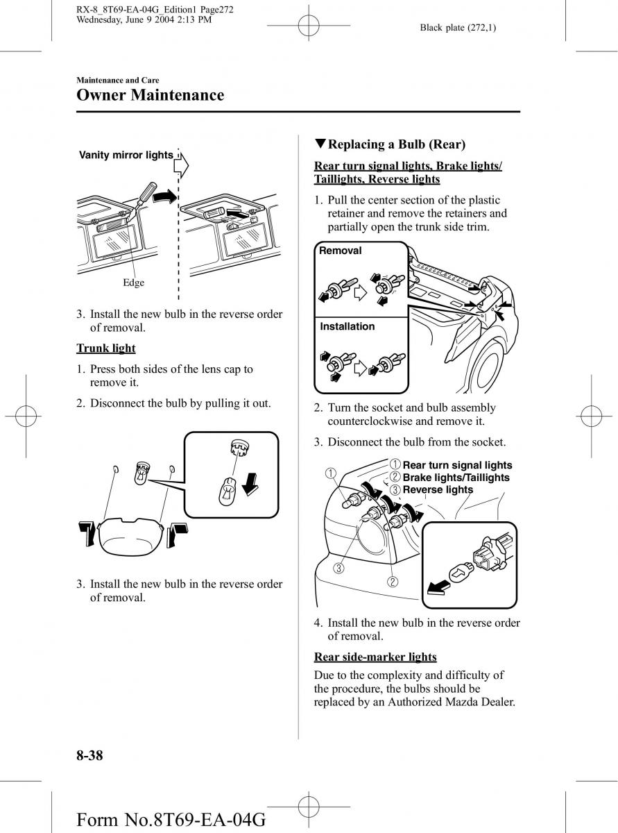 Mazda RX 8 owners manual / page 272