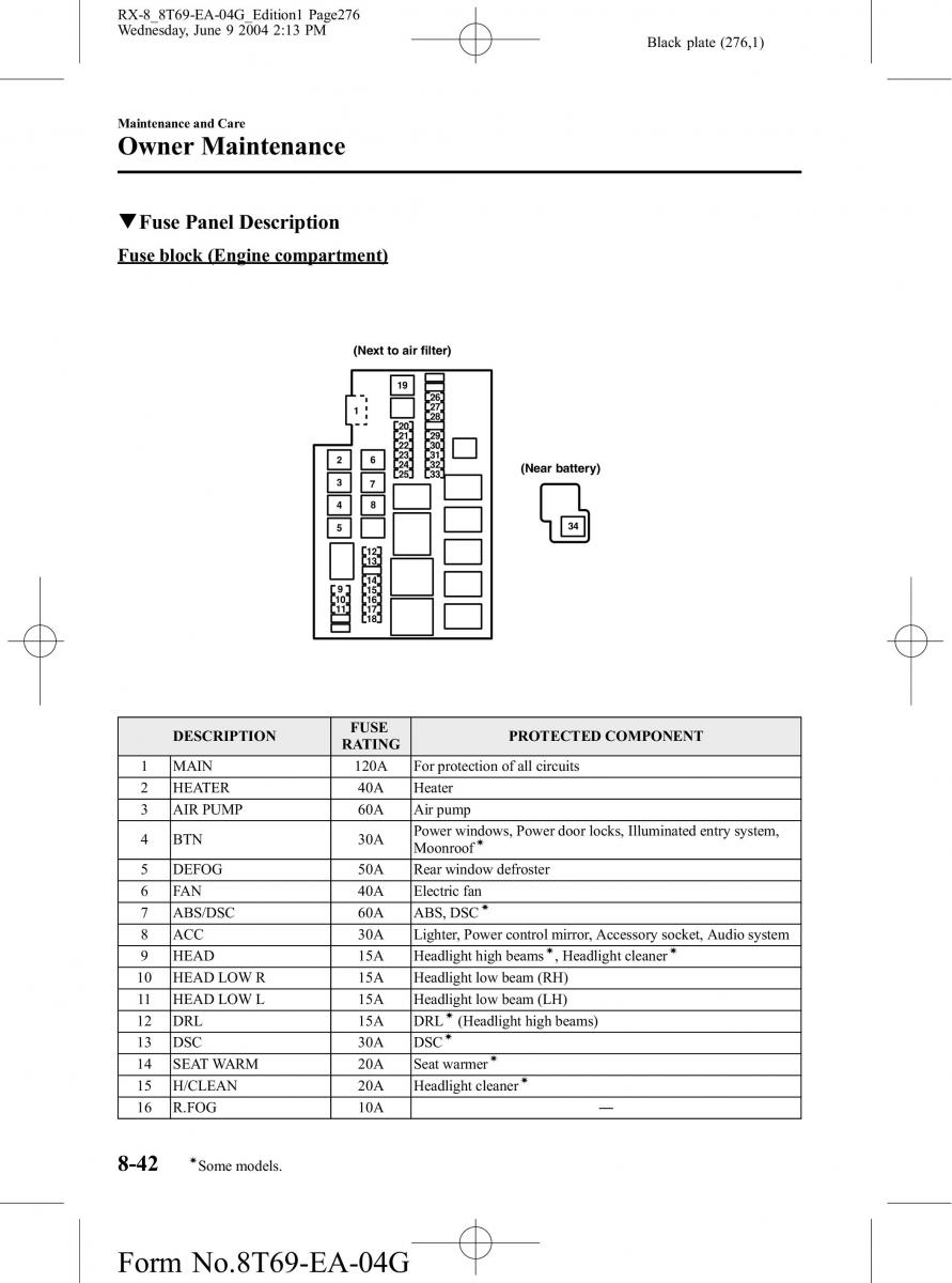 Mazda RX 8 owners manual / page 276