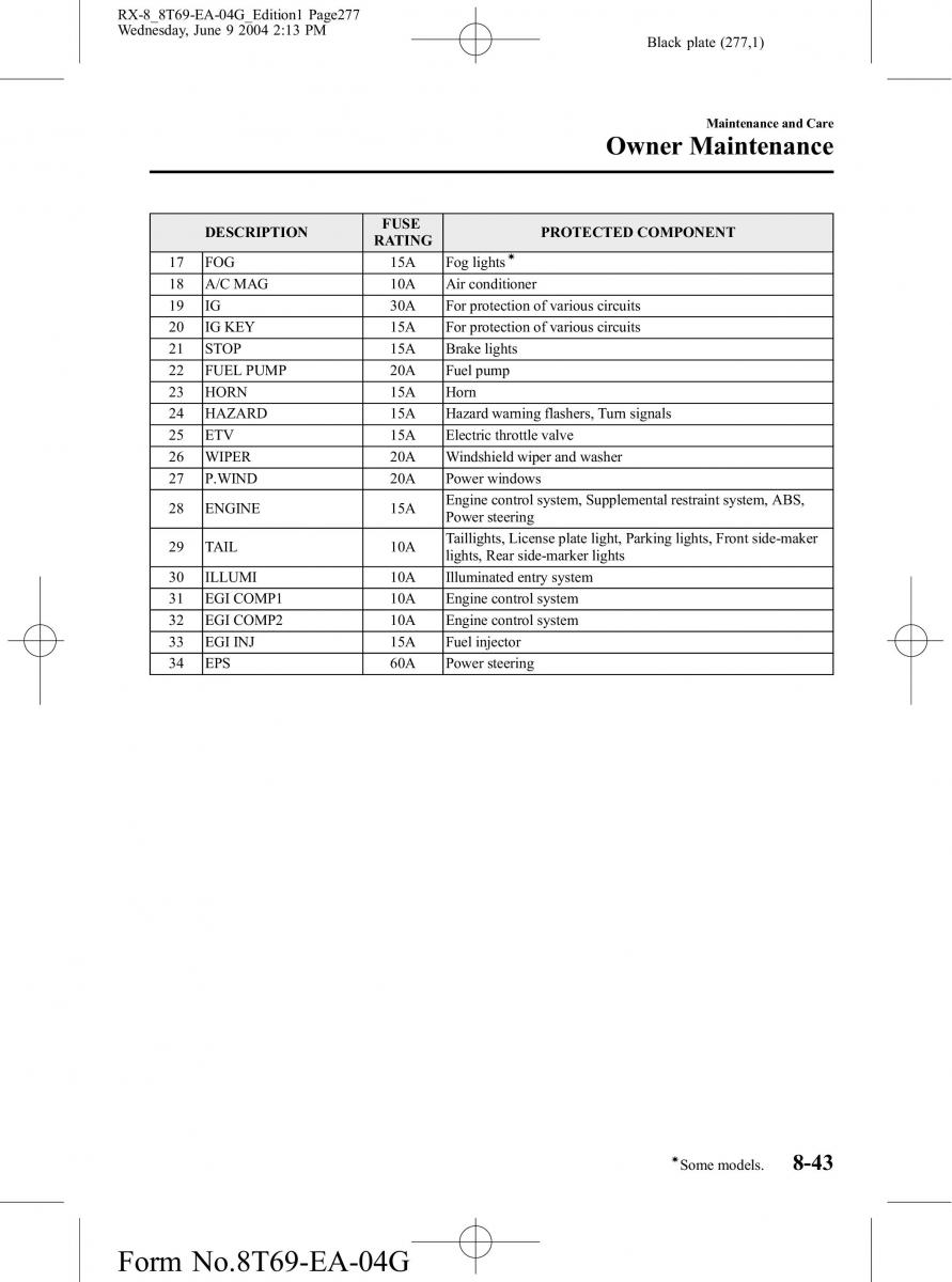 Mazda RX 8 owners manual / page 277