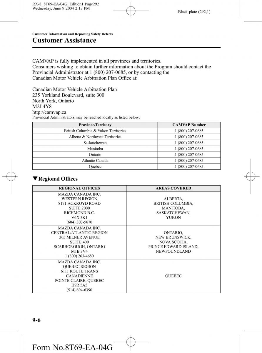 Mazda RX 8 owners manual / page 292