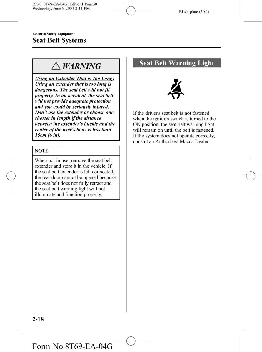 Mazda RX 8 owners manual / page 30