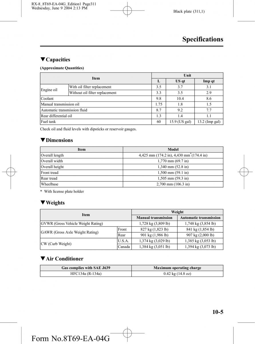 Mazda RX 8 owners manual / page 311