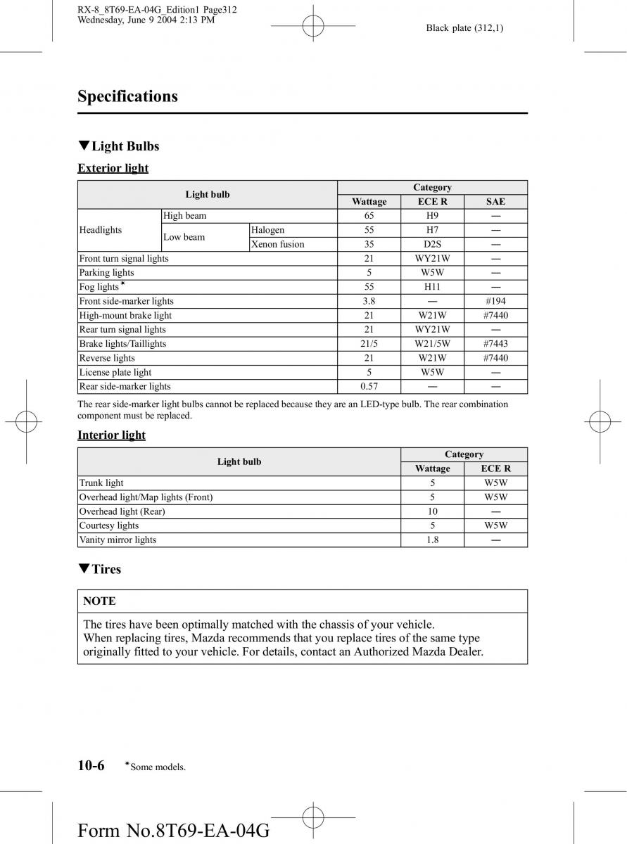 Mazda RX 8 owners manual / page 312