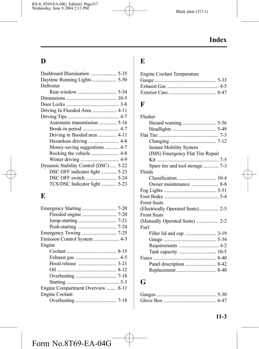 Mazda RX 8 owners manual / page 317