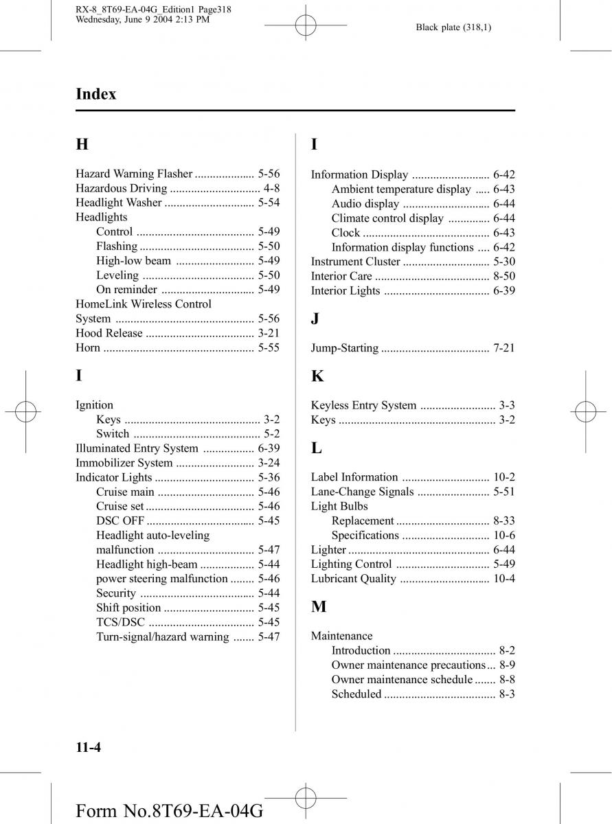 Mazda RX 8 owners manual / page 318