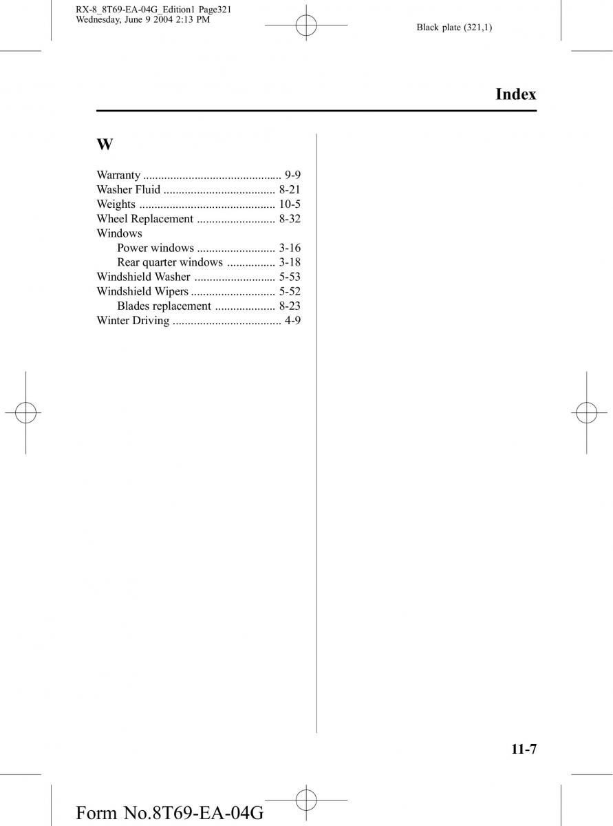 Mazda RX 8 owners manual / page 321