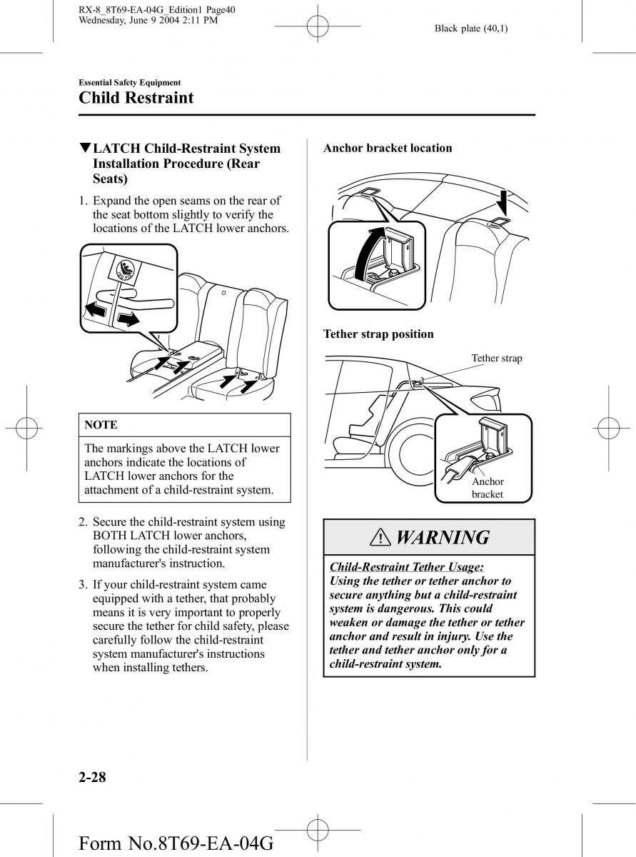 Mazda RX 8 owners manual / page 40