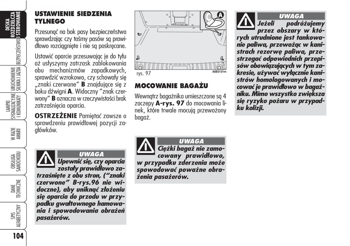 Alfa Romeo 159 instrukcja obslugi / page 106