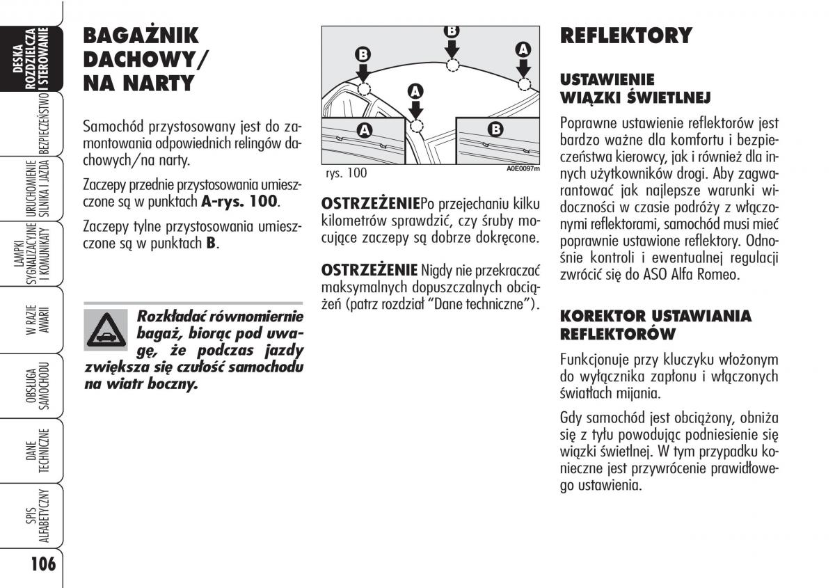 Alfa Romeo 159 instrukcja obslugi / page 108