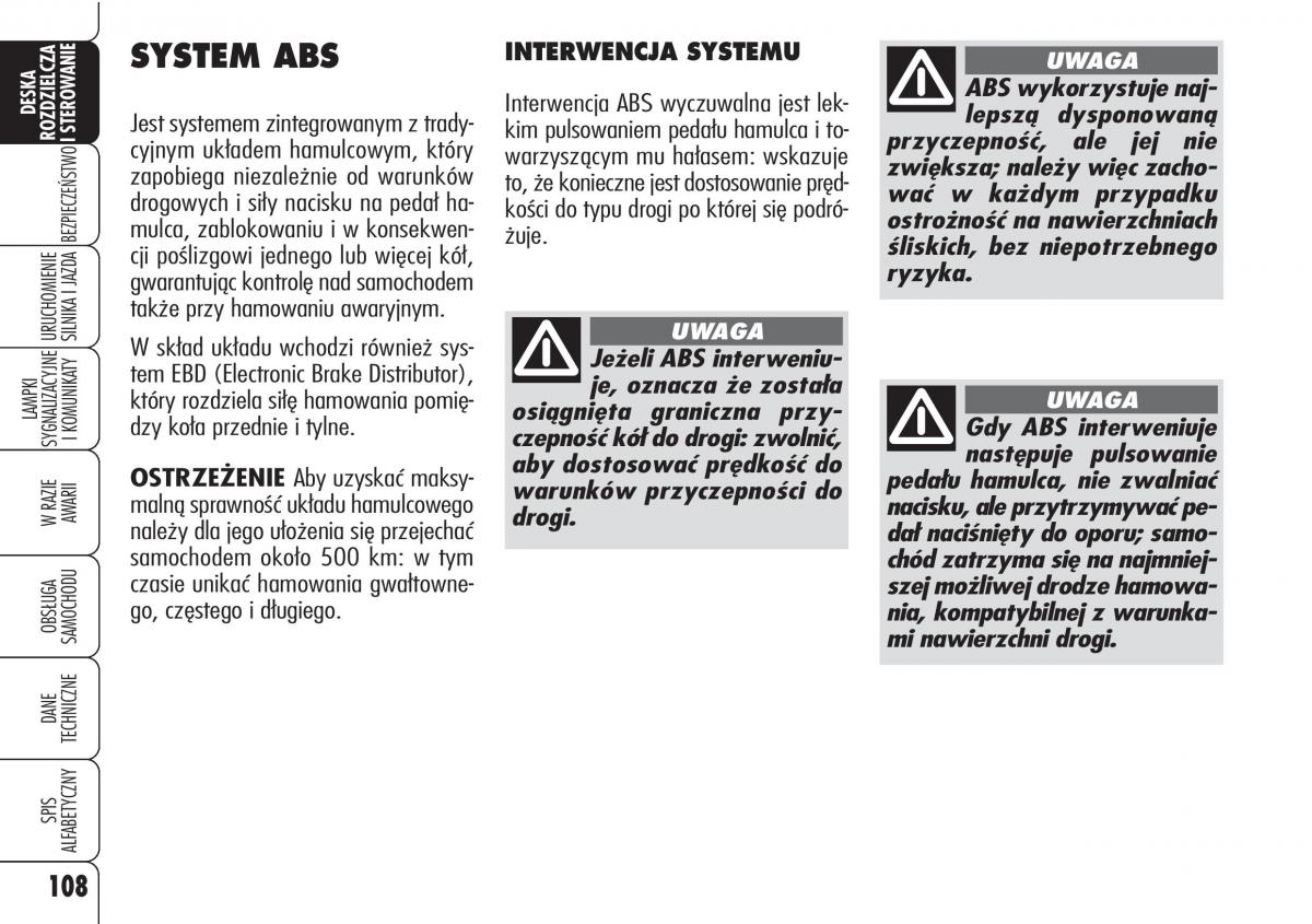 Alfa Romeo 159 instrukcja obslugi / page 110