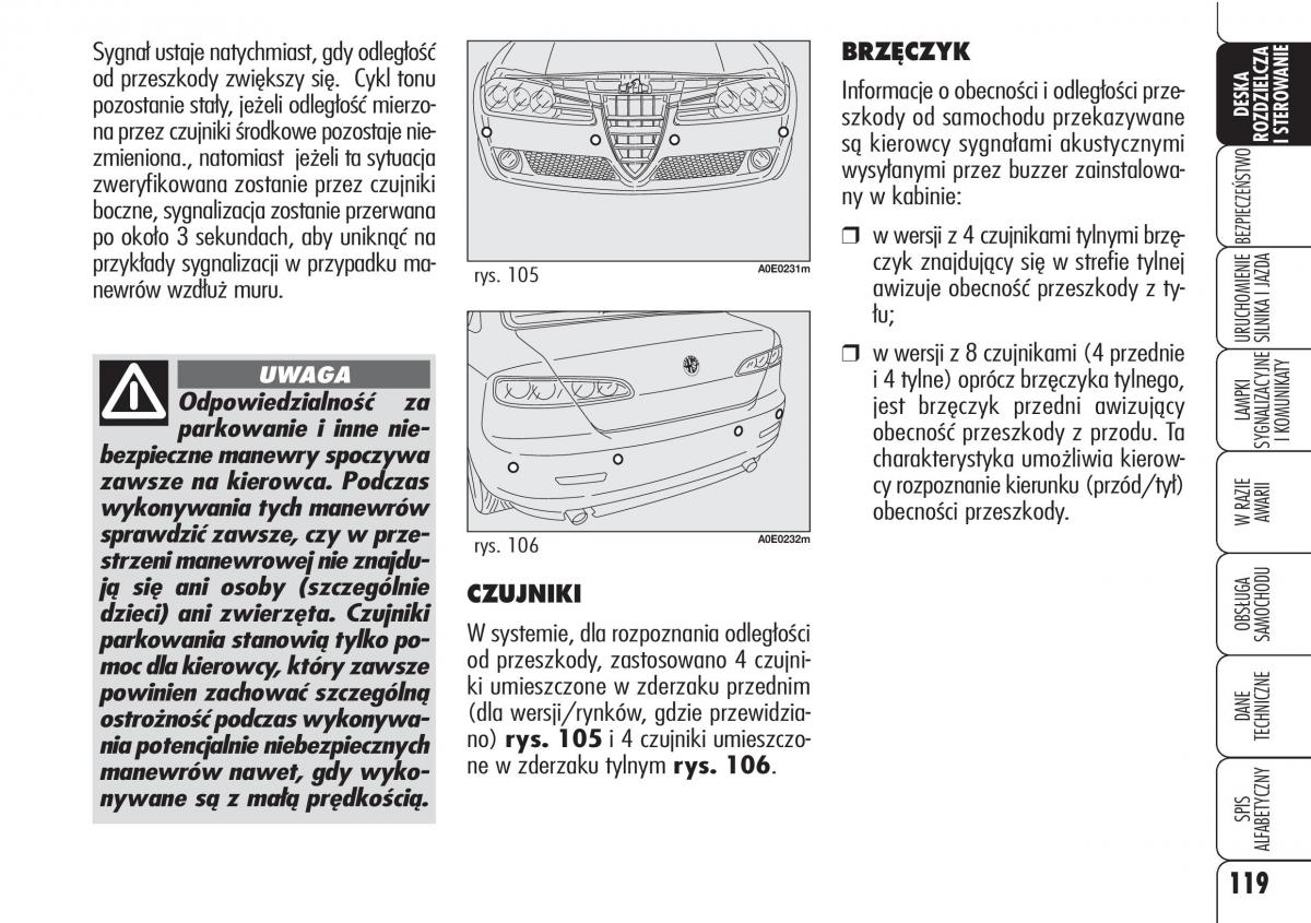 Alfa Romeo 159 instrukcja obslugi / page 121