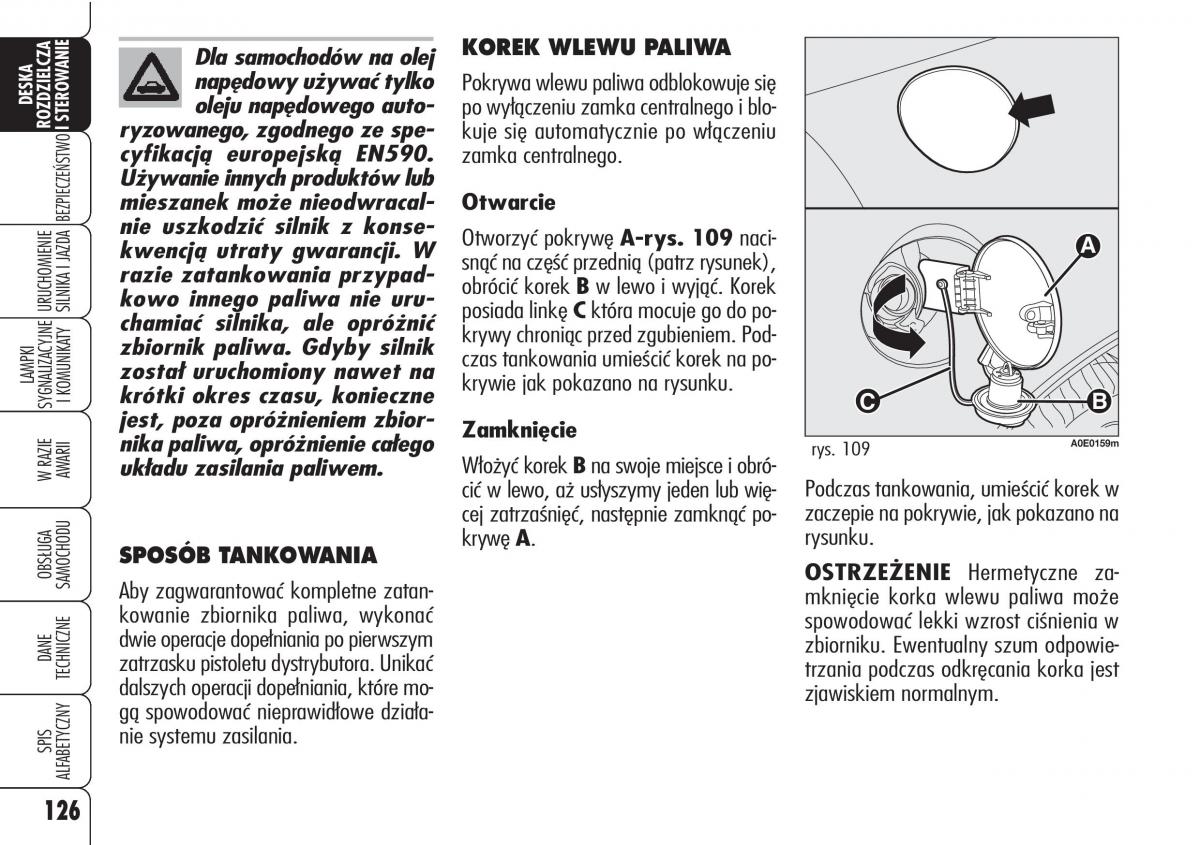 Alfa Romeo 159 instrukcja obslugi / page 128