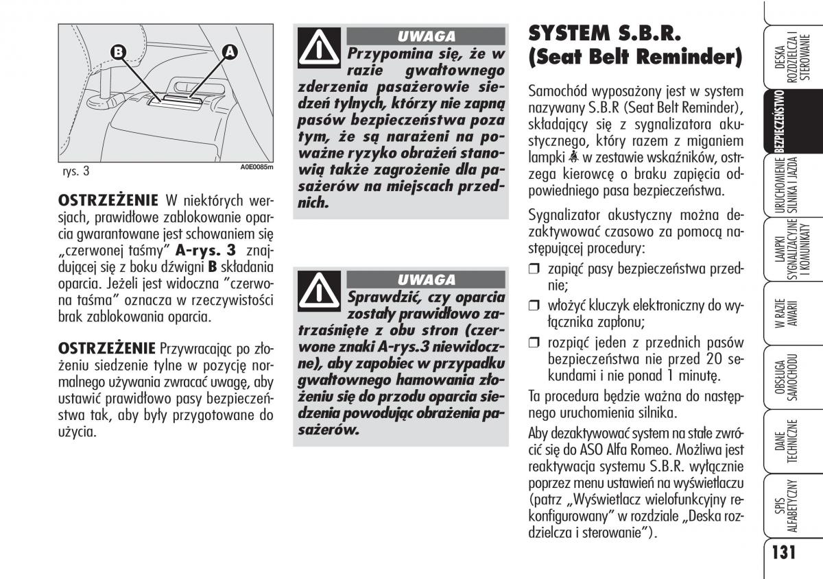 Alfa Romeo 159 instrukcja obslugi / page 133