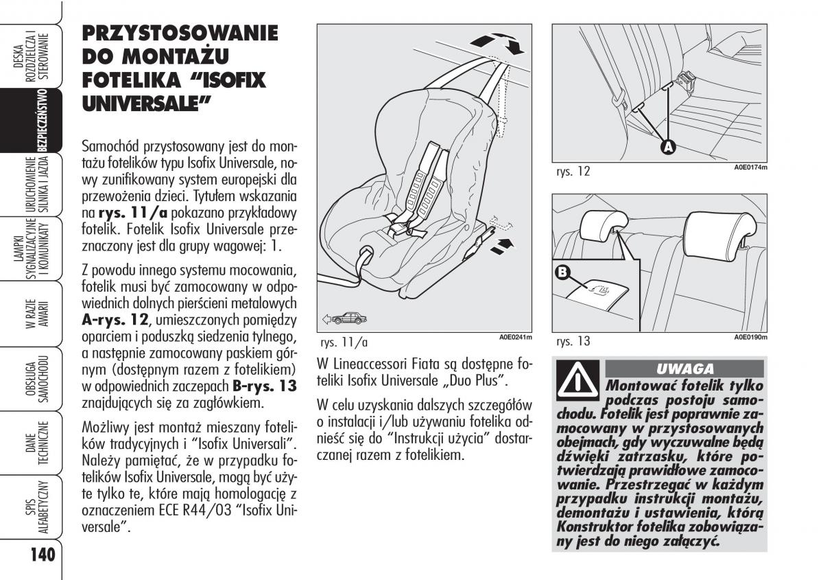 Alfa Romeo 159 instrukcja obslugi / page 142