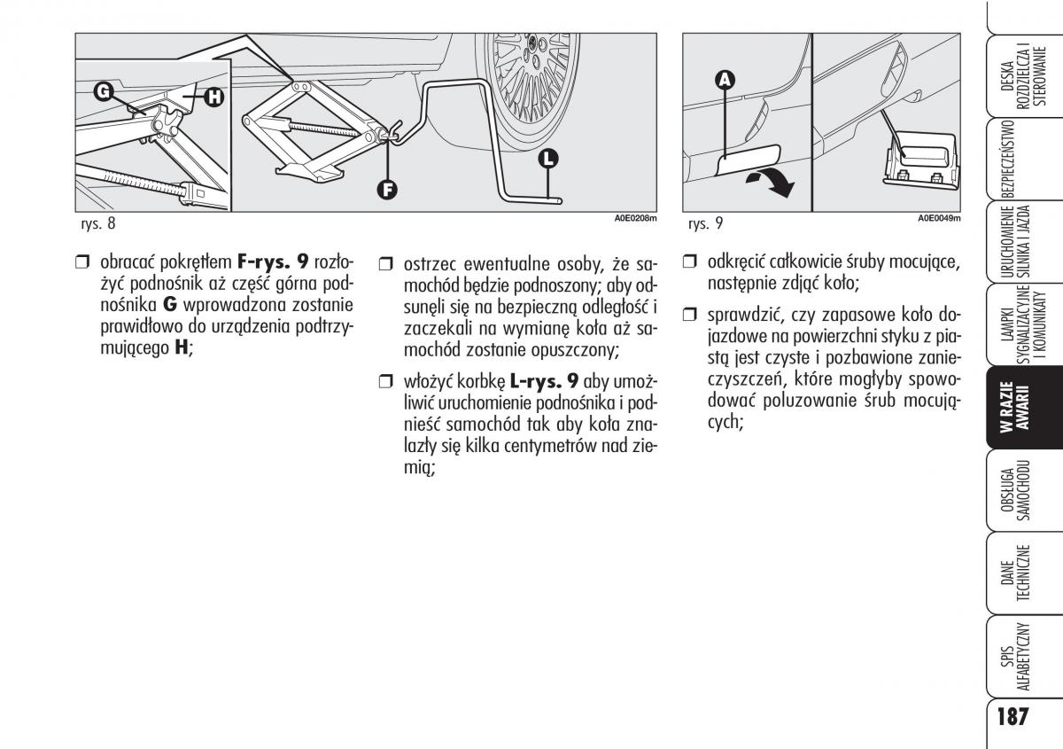 Alfa Romeo 159 instrukcja obslugi / page 189