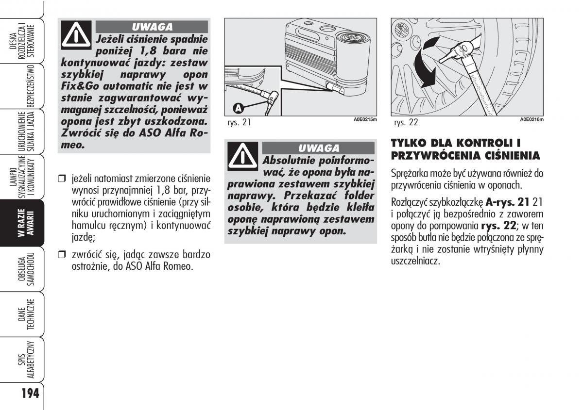 Alfa Romeo 159 instrukcja obslugi / page 196