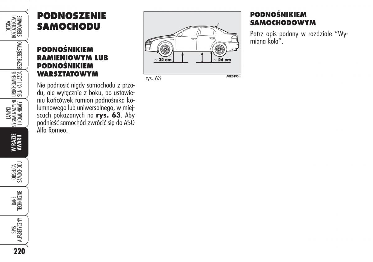 Alfa Romeo 159 instrukcja obslugi / page 222