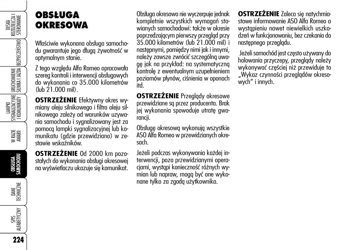 Alfa Romeo 159 instrukcja obslugi / page 226