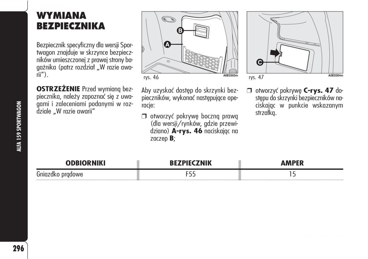Alfa Romeo 159 instrukcja obslugi / page 298