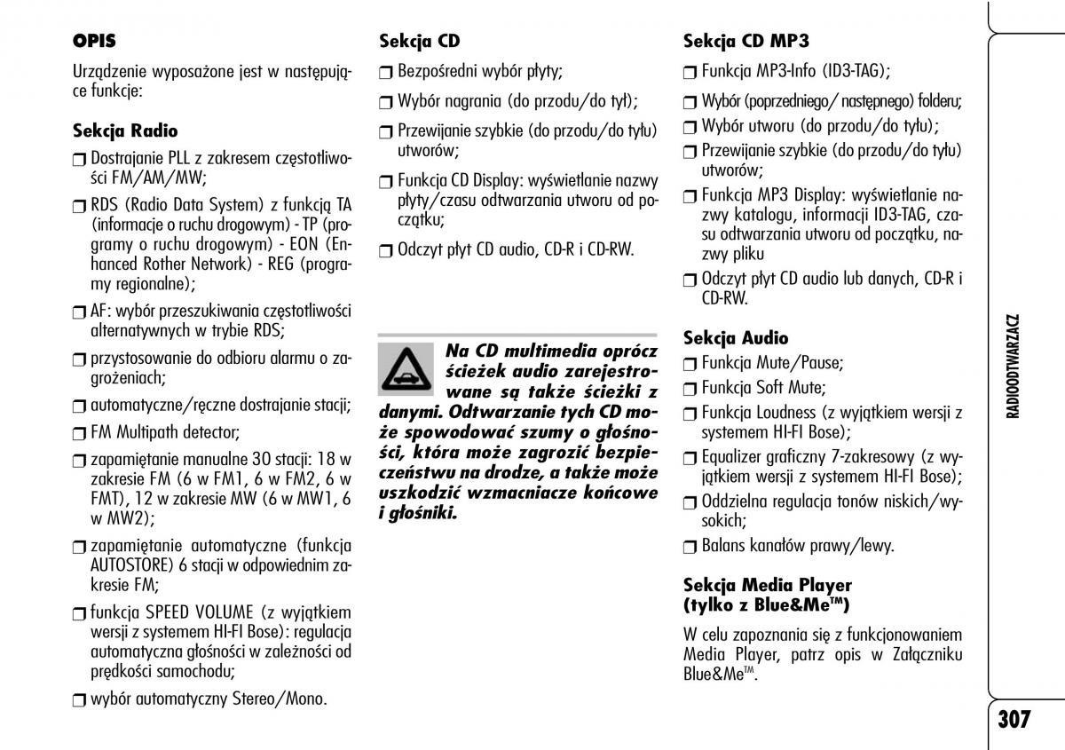 Alfa Romeo 159 instrukcja obslugi / page 309