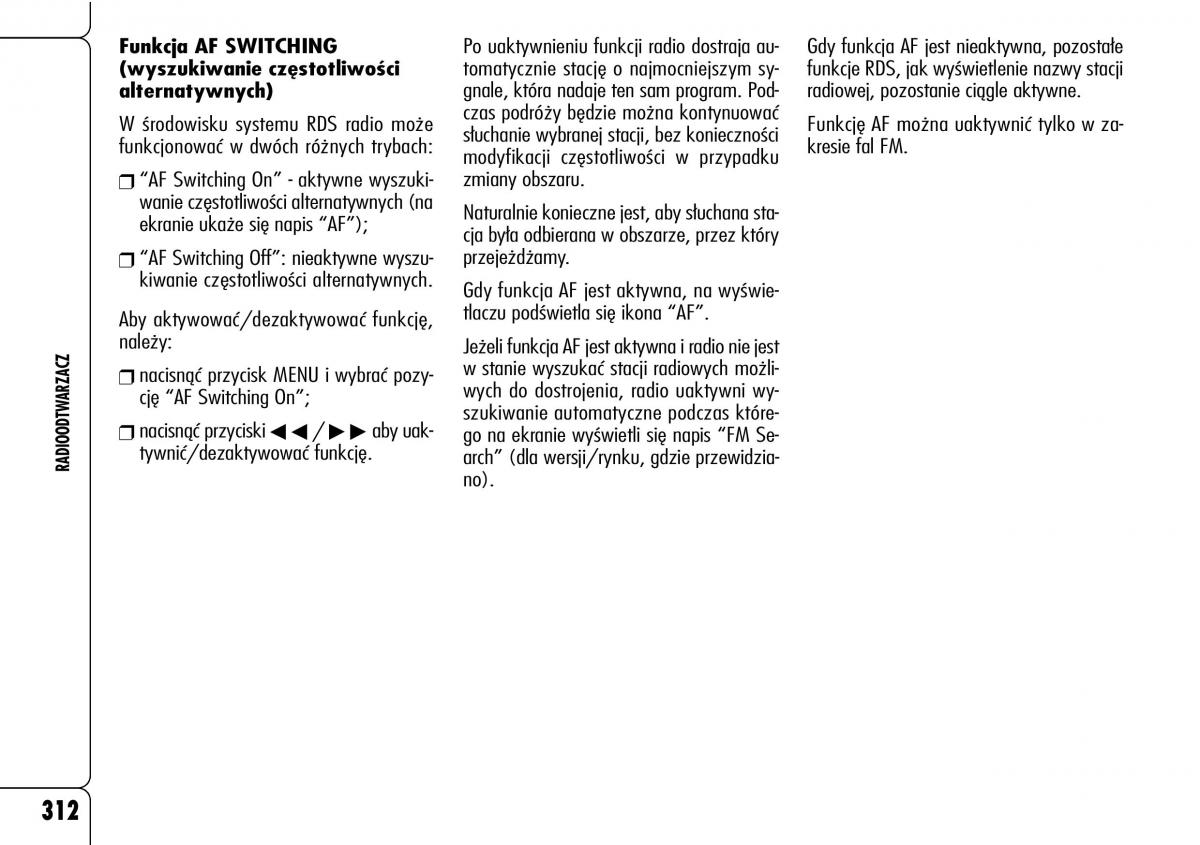 Alfa Romeo 159 instrukcja obslugi / page 314