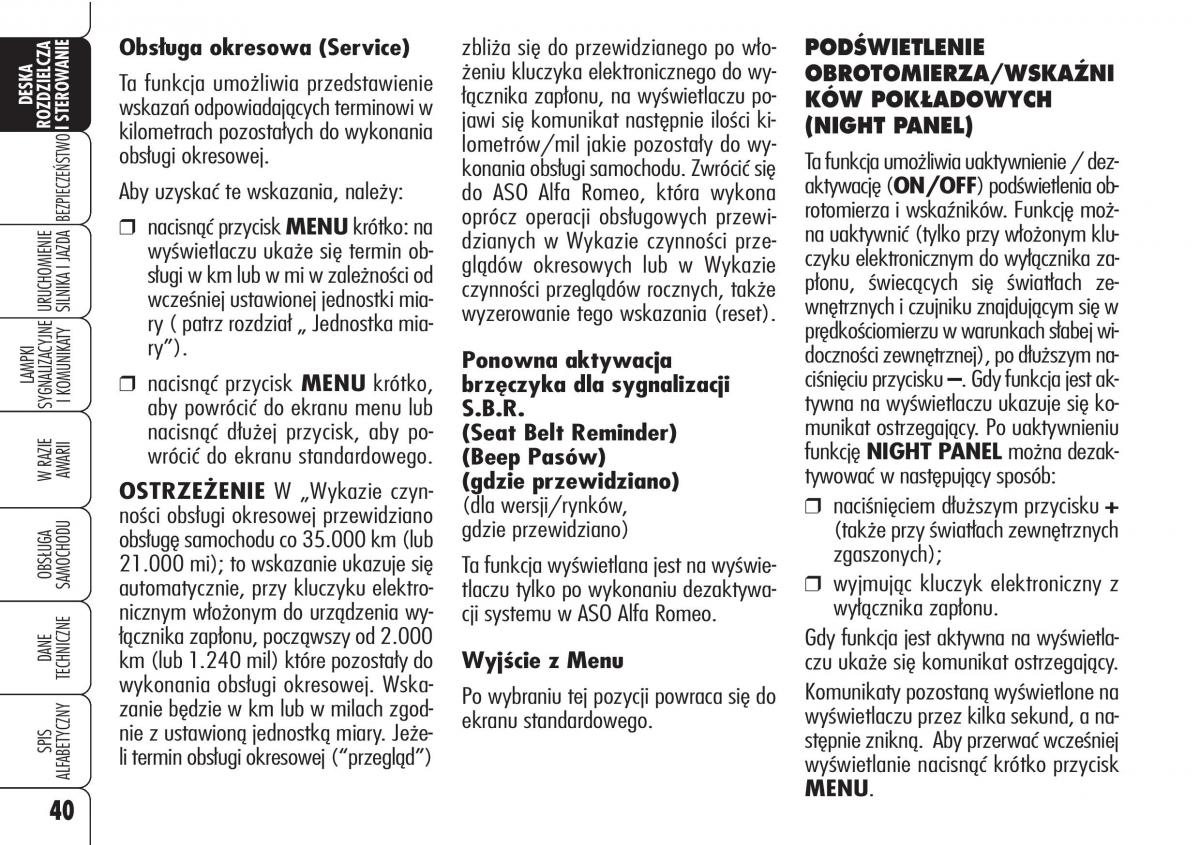 Alfa Romeo 159 instrukcja obslugi / page 42