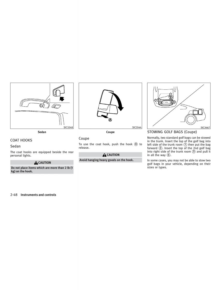 Infiniti G V37 Coupe owners manual / page 122