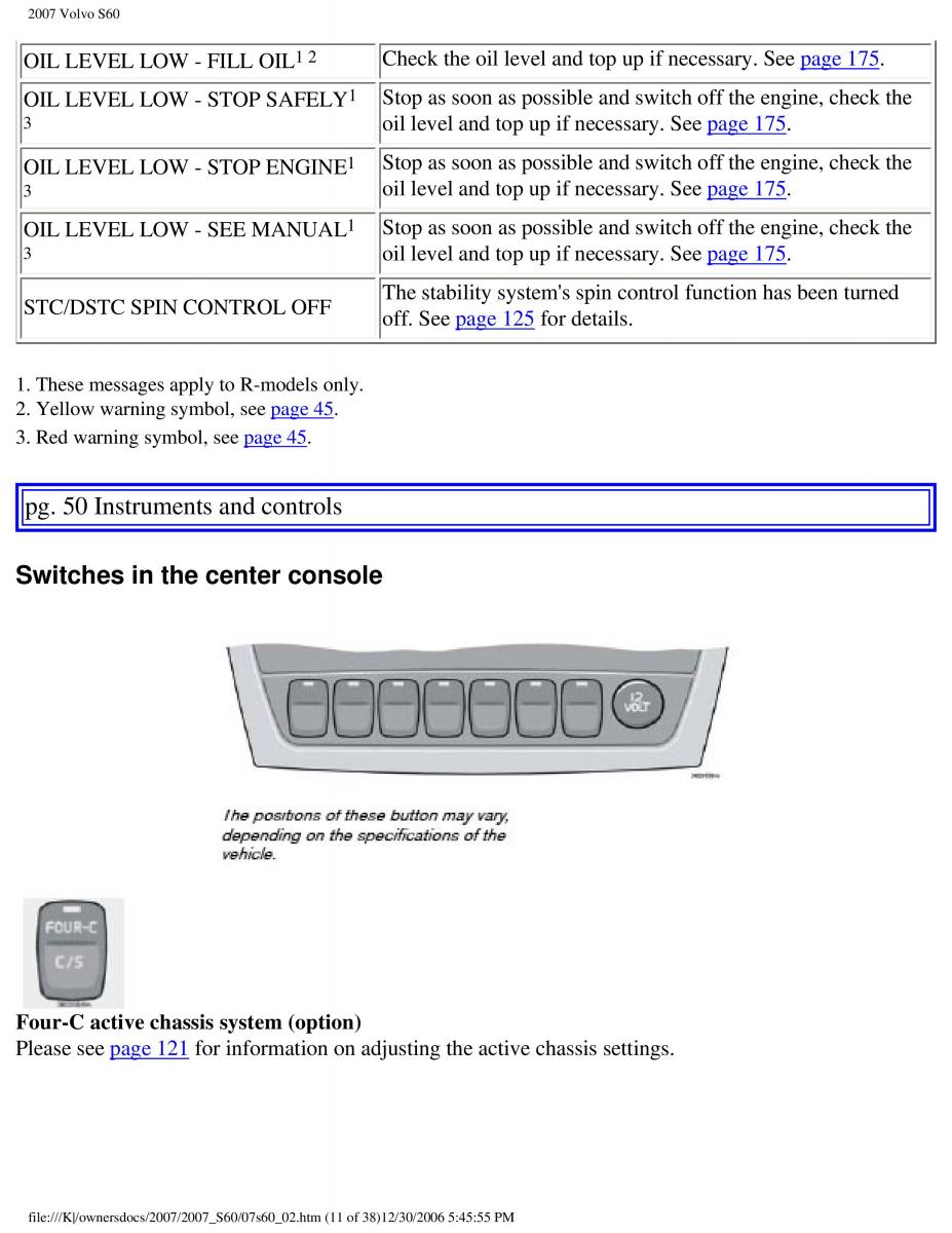 Volvo S60 owners manual / page 56