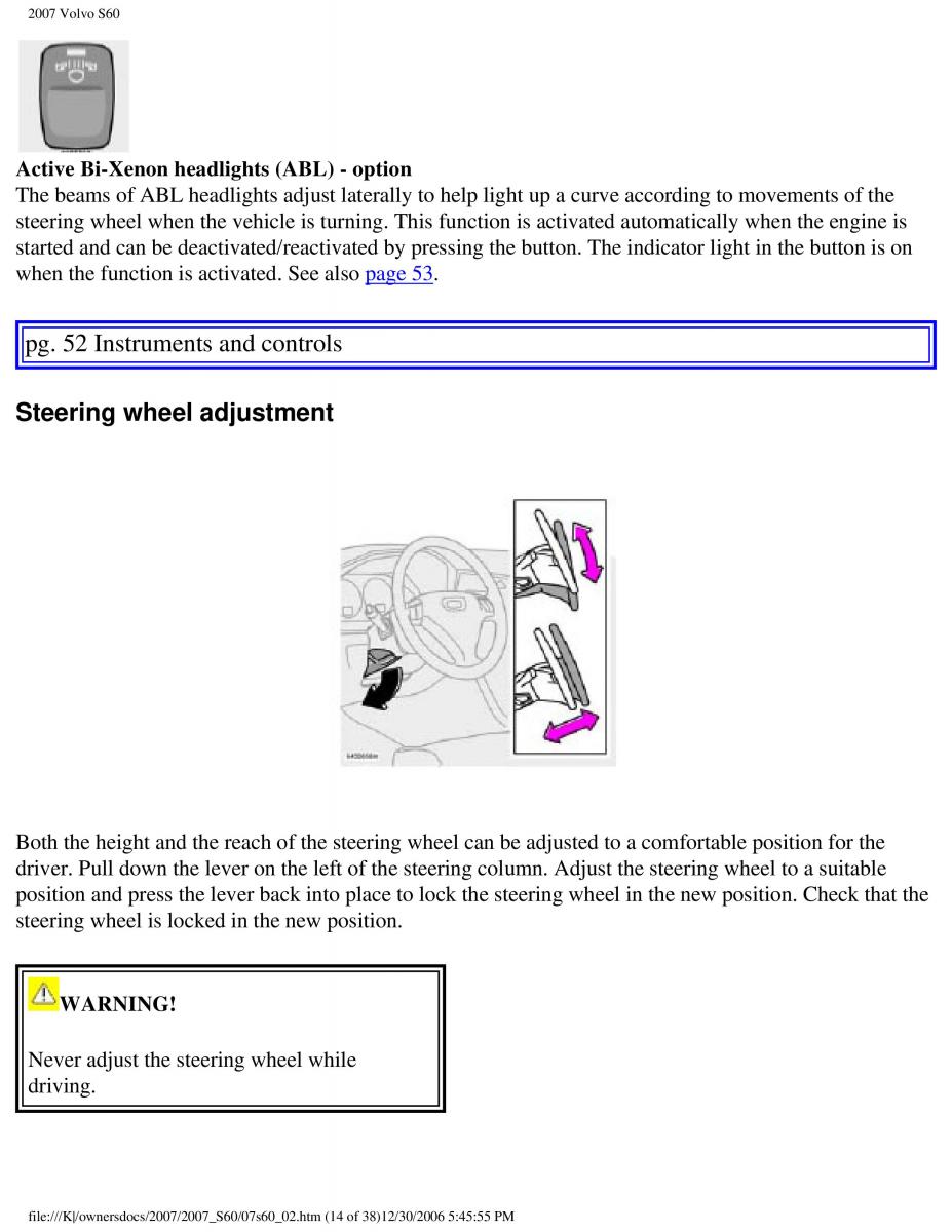 Volvo S60 owners manual / page 59