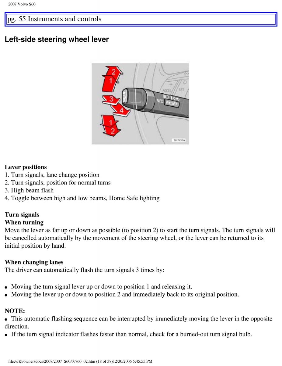 Volvo S60 owners manual / page 63