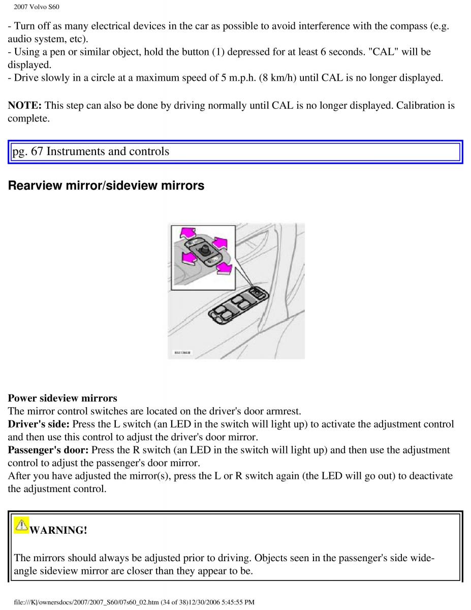 Volvo S60 owners manual / page 79