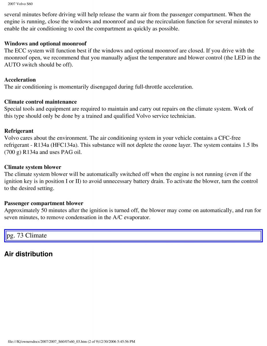 Volvo S60 owners manual / page 85