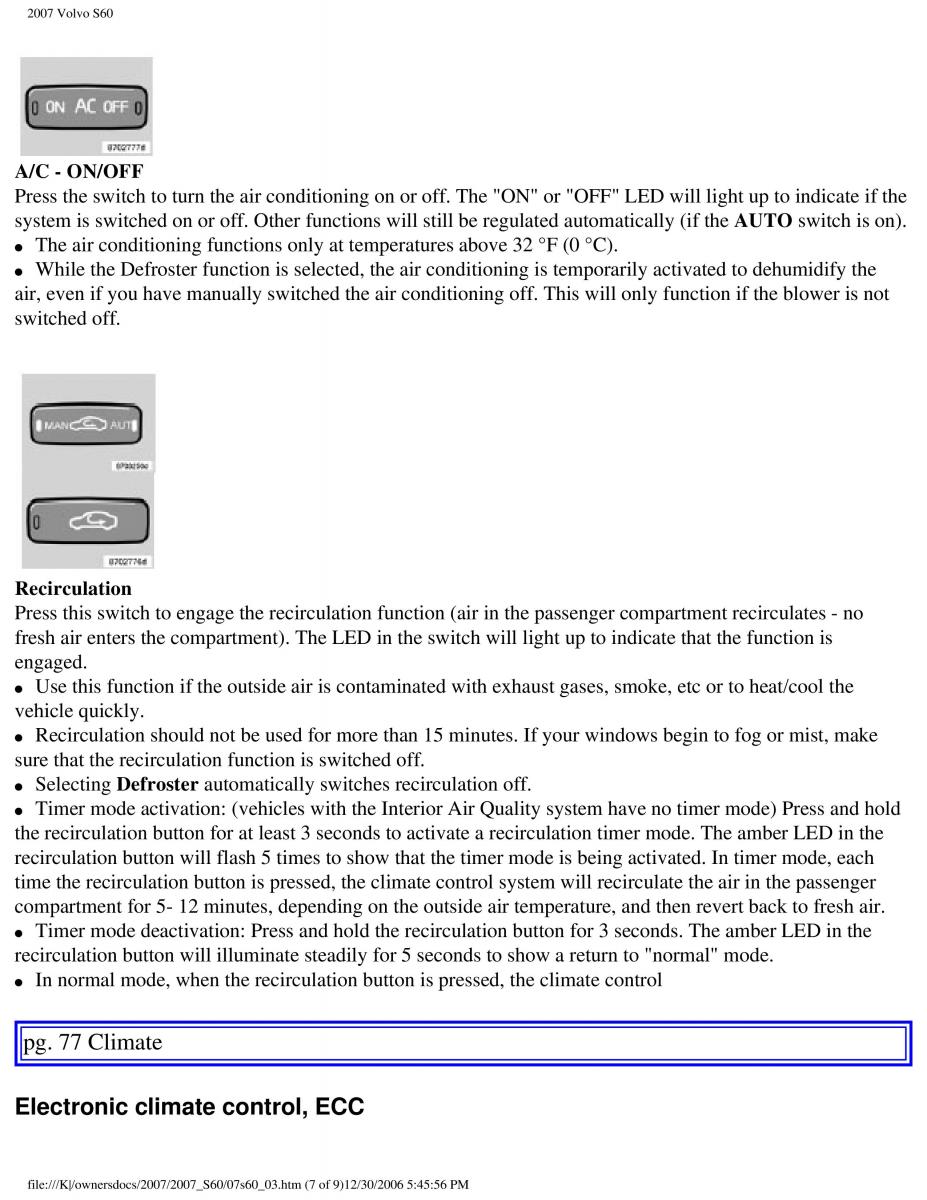 Volvo S60 owners manual / page 90