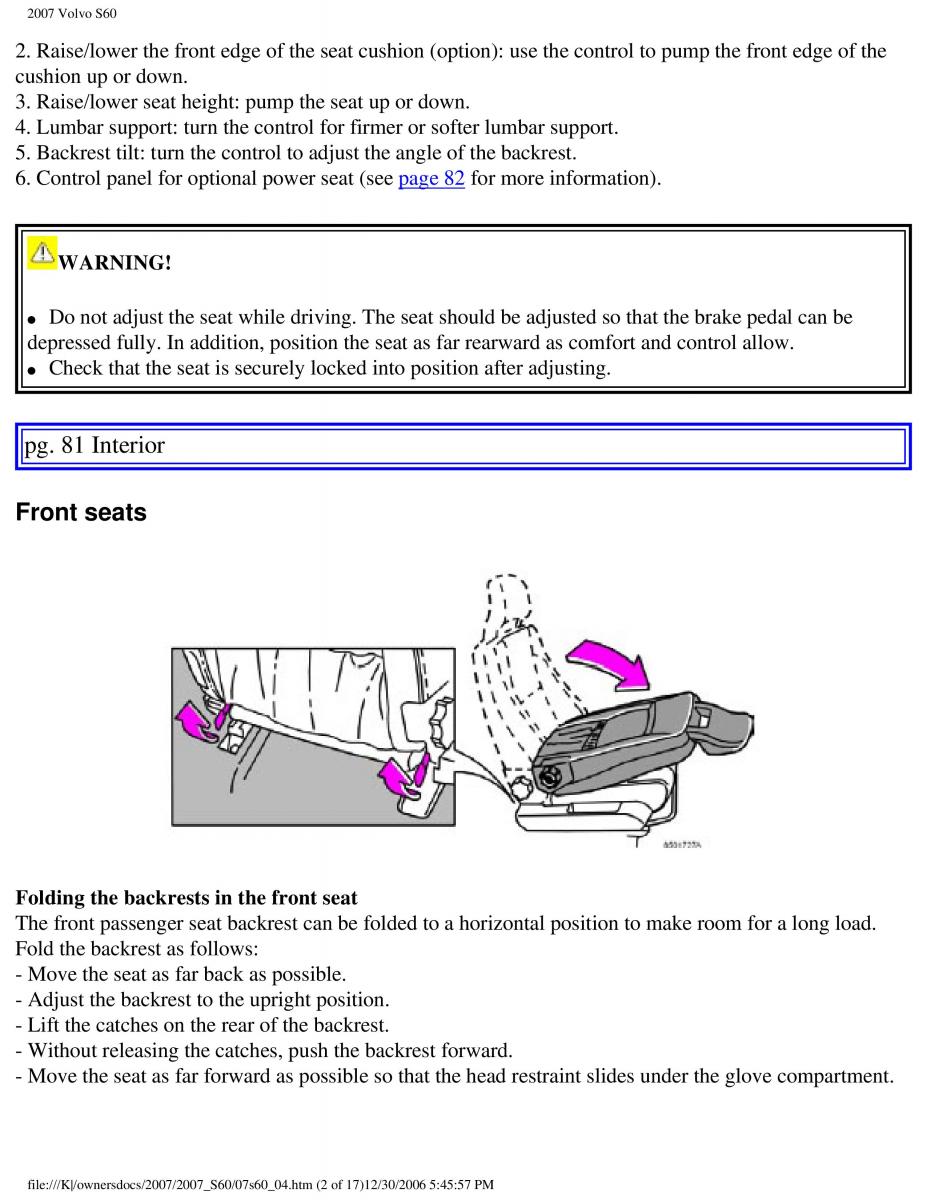 Volvo S60 owners manual / page 94