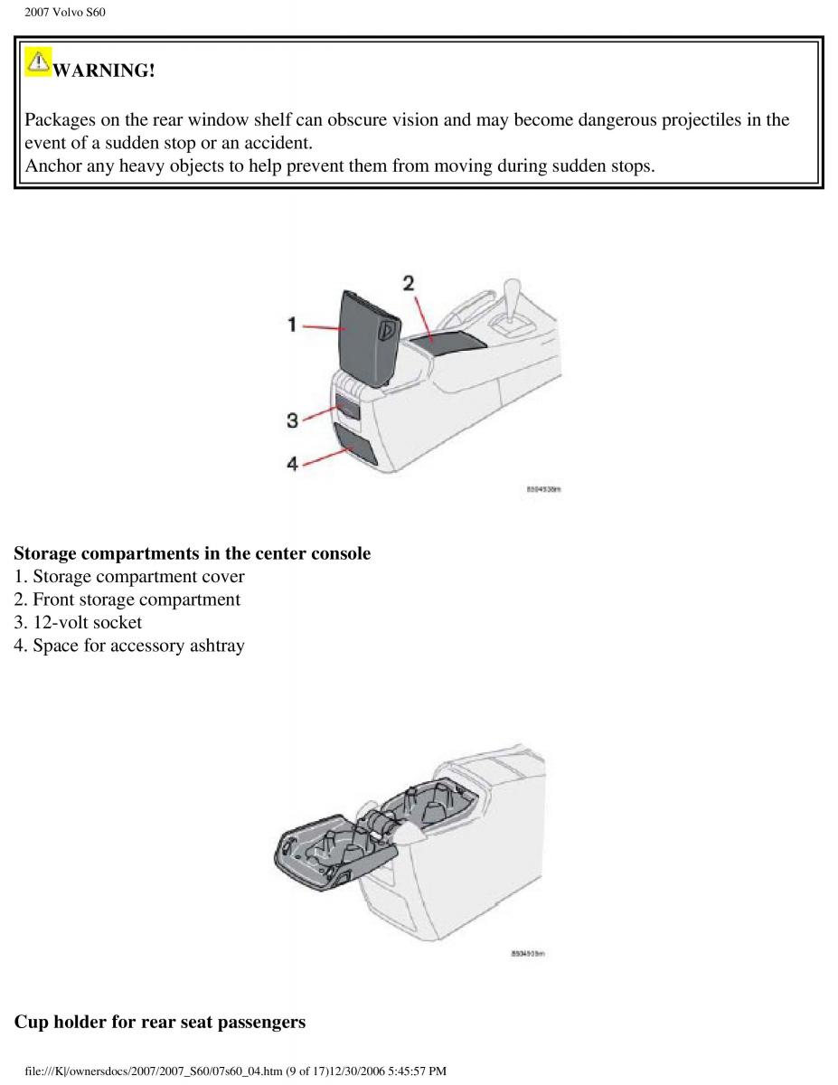 Volvo S60 owners manual / page 101