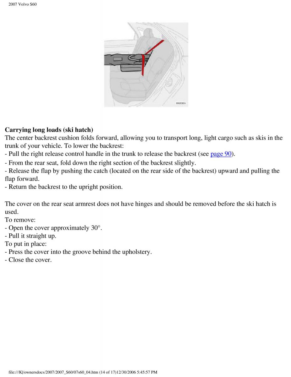 Volvo S60 owners manual / page 106