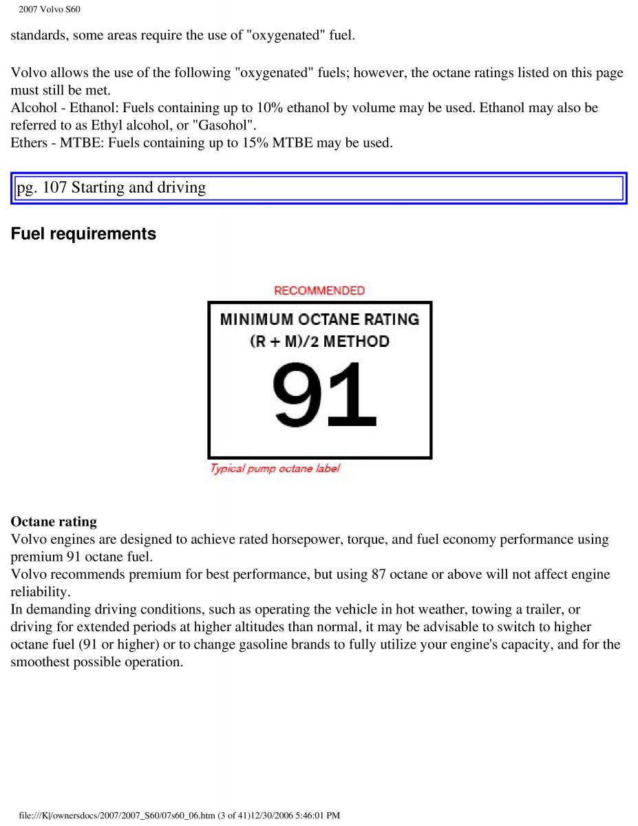 Volvo S60 owners manual / page 125